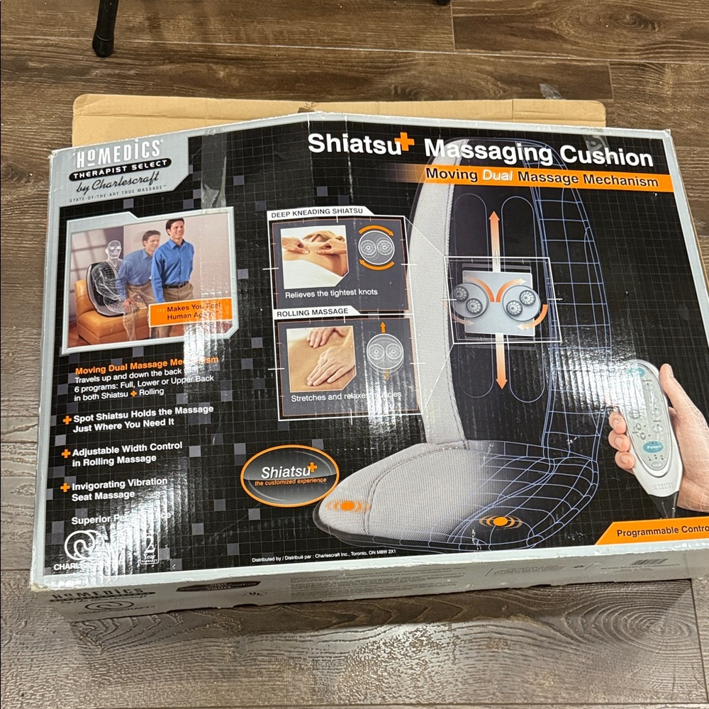 Homedics Shiatsu Massaging Cushion with Remote - Black and Gray